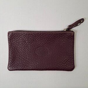 ROOTS Medium Zip Pouch Full Grain Leather Embossed with Roots Logo Burgundy